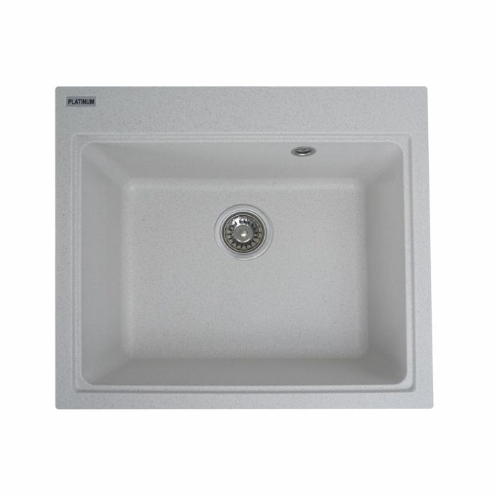 Гранитная мойка для кухни Platinum 5852 VESTA матовая Белая в точку, R