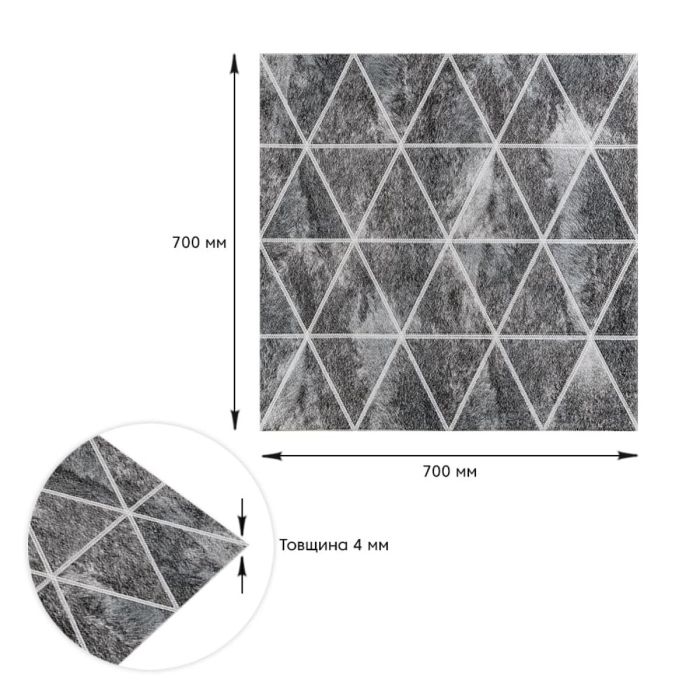 Панель стеновая 3D 700х700х4мм ромбы серые винтаж (D) SW-00002008