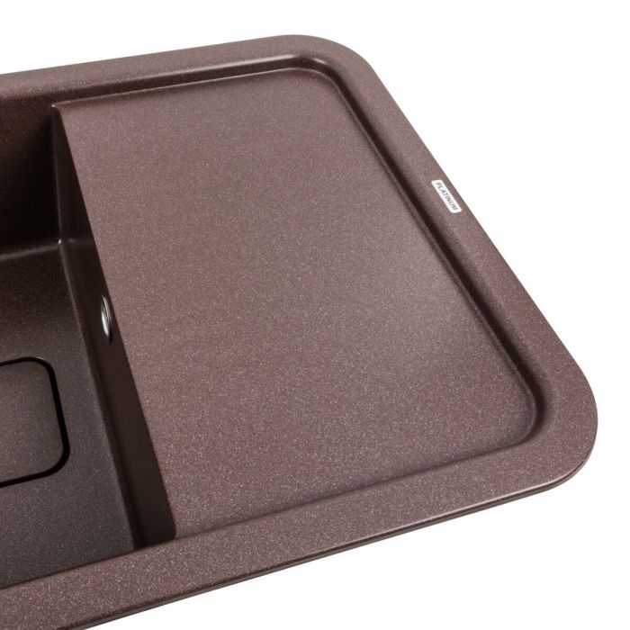 Гранитная мойка для кухни Platinum 7850 CUBE матовая Мокко, АВТО