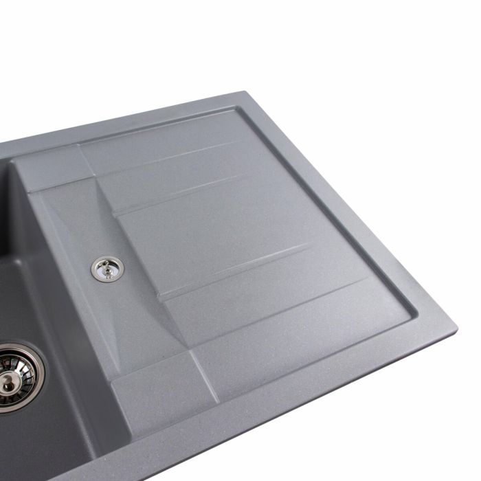 Гранитная мойка для кухни Platinum 7850 TROYA матовая Серый металлик