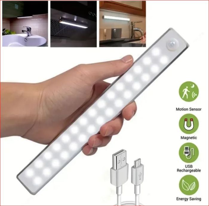 Led светильник (10см) на аккумуляторе ночник с датчиком движения